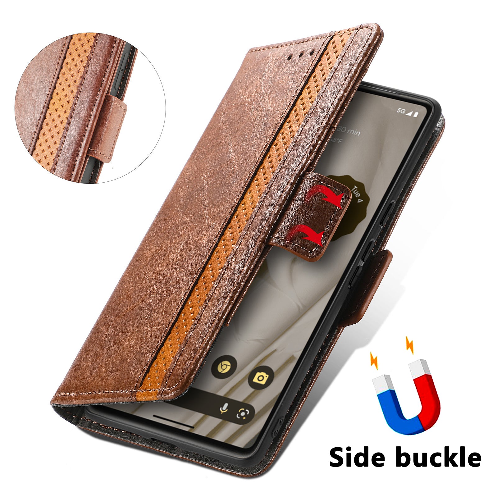 CASENEO 002 Series Anti-fall Phone Case for Google Pixel 7a Business Splicing Style PU Leather Flip Wallet Stand Protetcive Phone Cover CASENEO 002 Series Anti-fall Phone Case for Google Pixel 7a Business Splicing Style PU Leather Flip Wallet Stand Protetcive Phone Cover